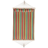 Striped Macrame Quilted Two Person Double Hammock With Pillow - 9' X 55" - Multicolor